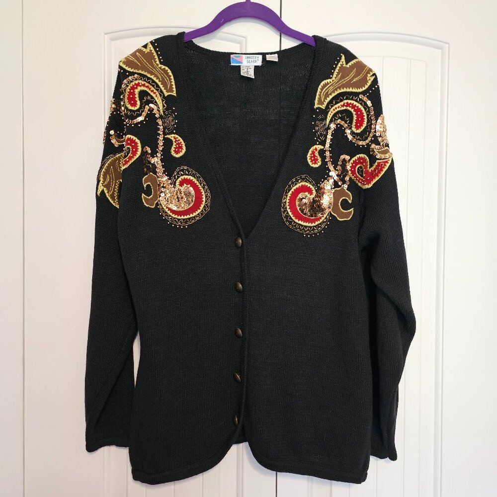 Women's Lindsey Blake‎ Sequined Beaded Cardigan Size Large
